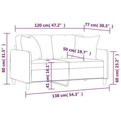 vidaXL Tweezitsbank met sierkussens 120 cm stof lichtgrijs