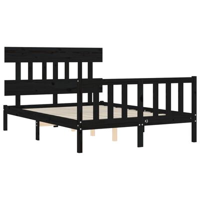 vidaXL Bedframe met hoofdbord massief hout zwart