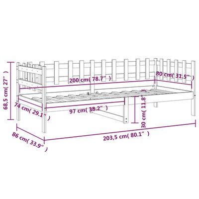 vidaXL Slaapbank 80x200 cm massief grenenhout honingbruin