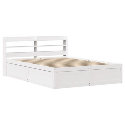 vidaXL Bedframe met hoofdbord massief grenenhout wit 160x200 cm