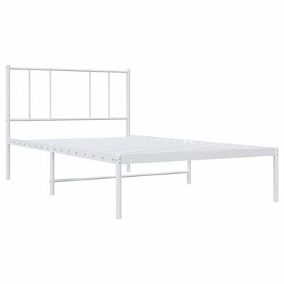 vidaXL Bedframe met hoofdbord metaal wit 100x190 cm