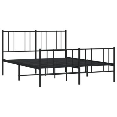 vidaXL Bedframe met hoofd- en voeteneinde metaal zwart 150x200 cm