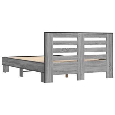 vidaXL Bedframe bewerkt hout metaal grijs sonoma eiken 140x190 cm