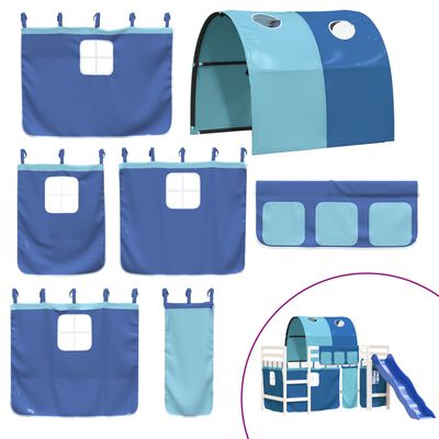 vidaXL Kinderhoogslaper met tunnel 90x200 cm massief grenenhout blauw