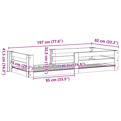 vidaXL Bedframe zonder matras massief grenenhout wit 75x190 cm