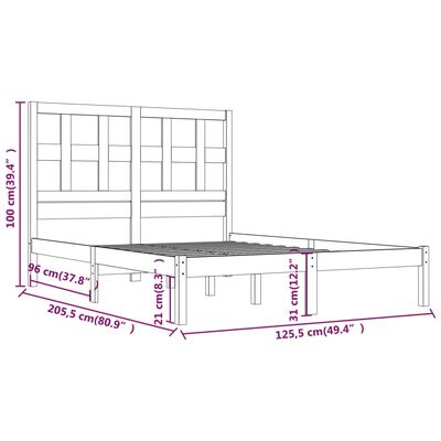 vidaXL Bedframe massief grenenhout wit 120x200 cm