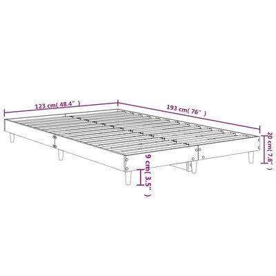 vidaXL Bedframe zonder matras bewerkt hout bruin eikenkleur 120x190 cm