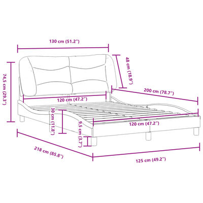 vidaXL Bedframe met hoofdbord kunstleer wit 120x200 cm