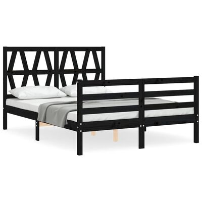 vidaXL Bedframe met hoofdbord massief hout zwart 120x200 cm