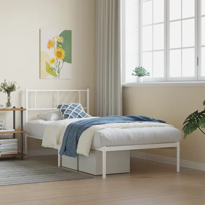 vidaXL Bedframe met hoofdbord metaal wit 100x190 cm