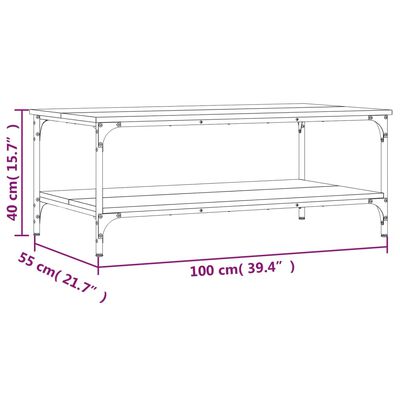 vidaXL Salontafel 100x55x40 cm bewerkt hout gerookt eikenkleurig