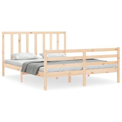 vidaXL Bedframe met hoofdbord massief hout