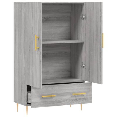 vidaXL Hoge kast 69,5x31x115 cm bewerkt hout grijs sonoma eikenkleurig