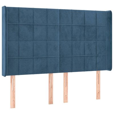 vidaXL Boxspring met matras en LED fluweel donkerblauw 140x190 cm