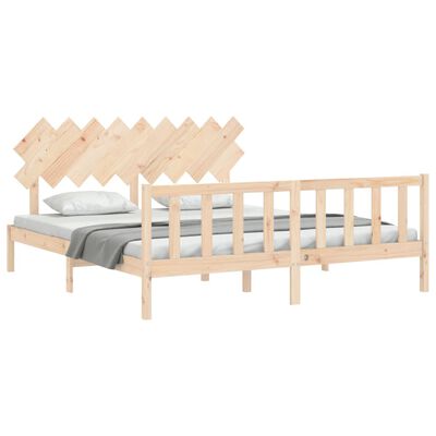 vidaXL Bedframe met hoofdbord massief hout