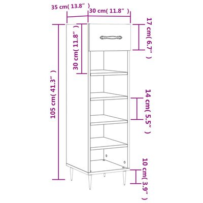 vidaXL Schoenenkast 30x35x105 cm bewerkt hout wit