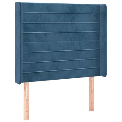 vidaXL Boxspring met matras en LED fluweel donkerblauw 100x200 cm