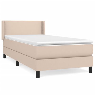 vidaXL Boxspring met matras kunstleer cappuccinokleurig 100x200 cm