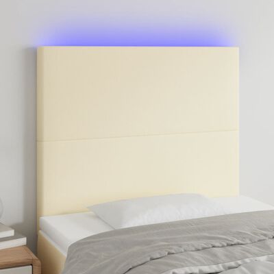 vidaXL Hoofdbord LED 100x5x118/128 cm kunstleer crèmekleurig