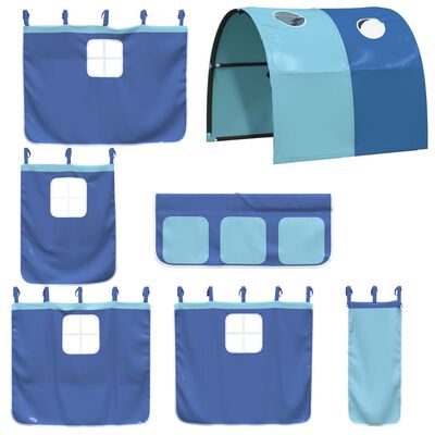 vidaXL Kinderhoogslaper met tunnel 80x200 cm massief grenenhout blauw