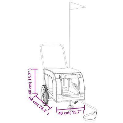 vidaXL Hondenfietstrailer oxford stof en ijzer grijs en zwart