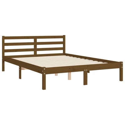 vidaXL Bedframe met hoofdbord massief hout honingbruin 140x200 cm