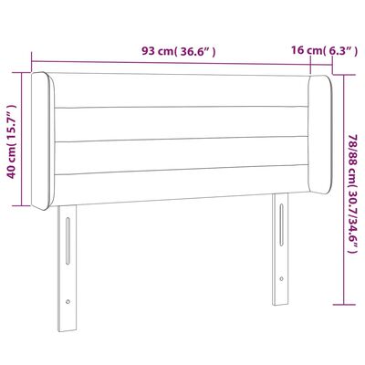 vidaXL Hoofdbord met randen 93x16x78/88 cm stof lichtgrijs