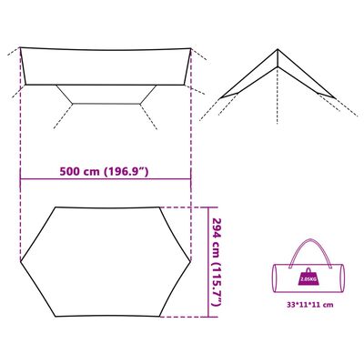 vidaXL Kampeerluifel waterdicht 500x294 cm grijs en oranje