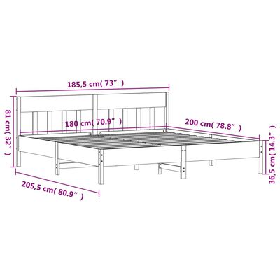 vidaXL Bedframe zonder matras massief grenenhout wit 180x200 cm