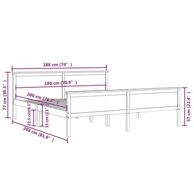 vidaXL Bedframe massief grenenhout 180x200 cm