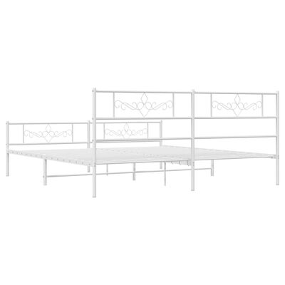 vidaXL Bedframe met hoofd- en voeteneinde metaal wit 180x200 cm