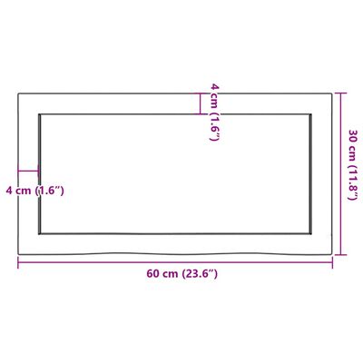 vidaXL Wastafelblad 60x30x(2-6) cm onbehandeld massief hout