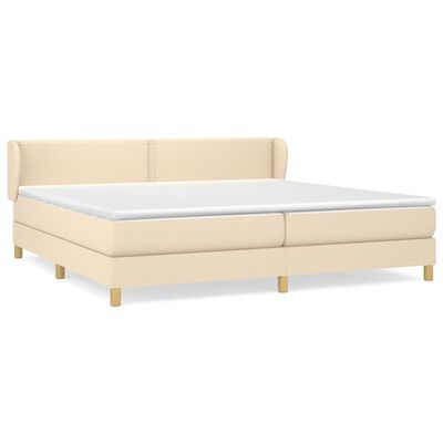 vidaXL Boxspring met matras stof crèmekleurig 200x200 cm