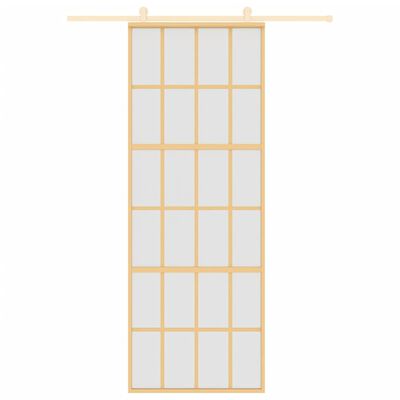 vidaXL Schuifdeur 76x205 cm mat ESG-glas en aluminium goudkleurig