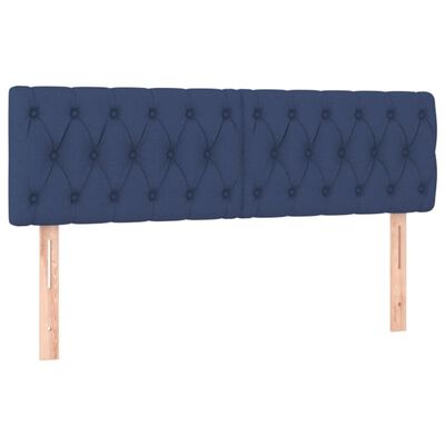 vidaXL Boxspring met matras en LED stof blauw 140x200 cm