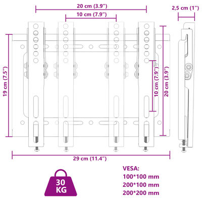 vidaXL Tv-beugel 14-42 inch scherm 30 kg Max VESA 200x200 mm