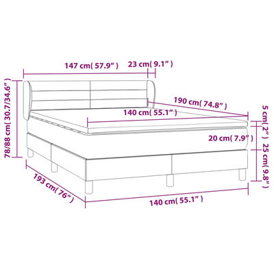 vidaXL Boxspring met matras fluweel donkerblauw 140x190 cm