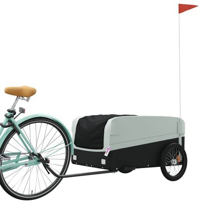 vidaXL Fietstrailer 45 kg ijzer zwart en grijs