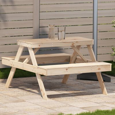 vidaXL Picknicktafel 105x134x75 cm massief grenenhout