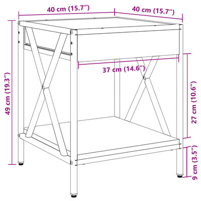 vidaXL Salontafel met Infinity LED 40x40x49 cm bruin eikenkleurig