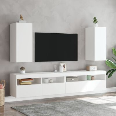 vidaXL Tv-wandmeubels met LED-verlichting 2 st 30,5x35x70 cm wit