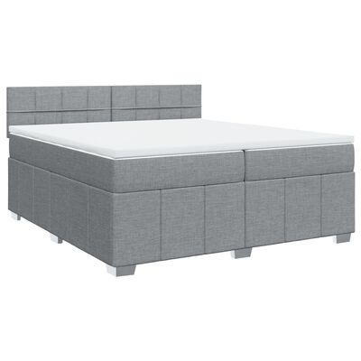 vidaXL Boxspring met matras stof lichtgrijs 200x200 cm