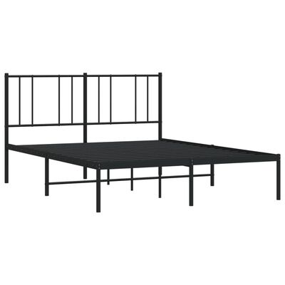 vidaXL Bedframe met hoofdbord metaal zwart 135x190 cm