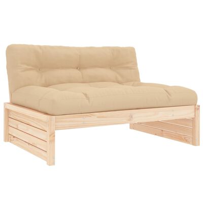 vidaXL 4-delige Loungeset met kussens massief hout