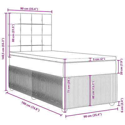 vidaXL Boxspring met matras fluweel zwart 90x190 cm