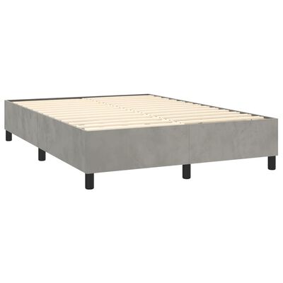 vidaXL Boxspring met matras fluweel lichtgrijs 140x200 cm