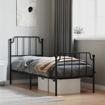 vidaXL Bedframe met hoofd- en voeteneinde metaal zwart 80x200 cm