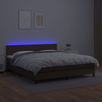 vidaXL Boxspring met matras en LED kunstleer bruin 160x200 cm