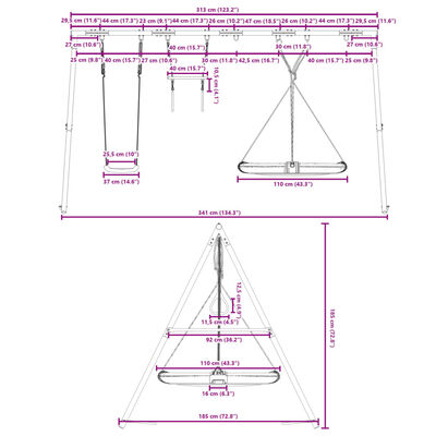 vidaXL Schommelset met schommel, trapeze en schotelschommel