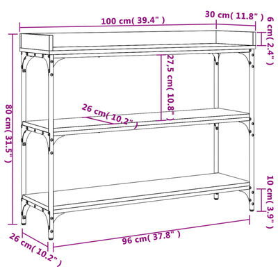 vidaXL Wandtafel met schappen 100x30x80 cm bruin eikenkleur